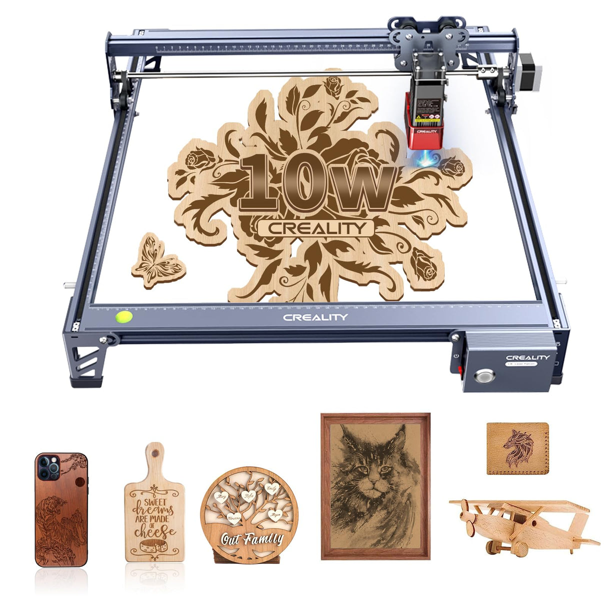 Creality Laser Engraver, 10W Laser Cutter Engraving Machine for Personalized Gifts,72W High Accuracy DIY Laser Engraving Machine,CNC Machine and Laser Engraver for Wood and Metal,Paper,Acrylic,Glass Creality