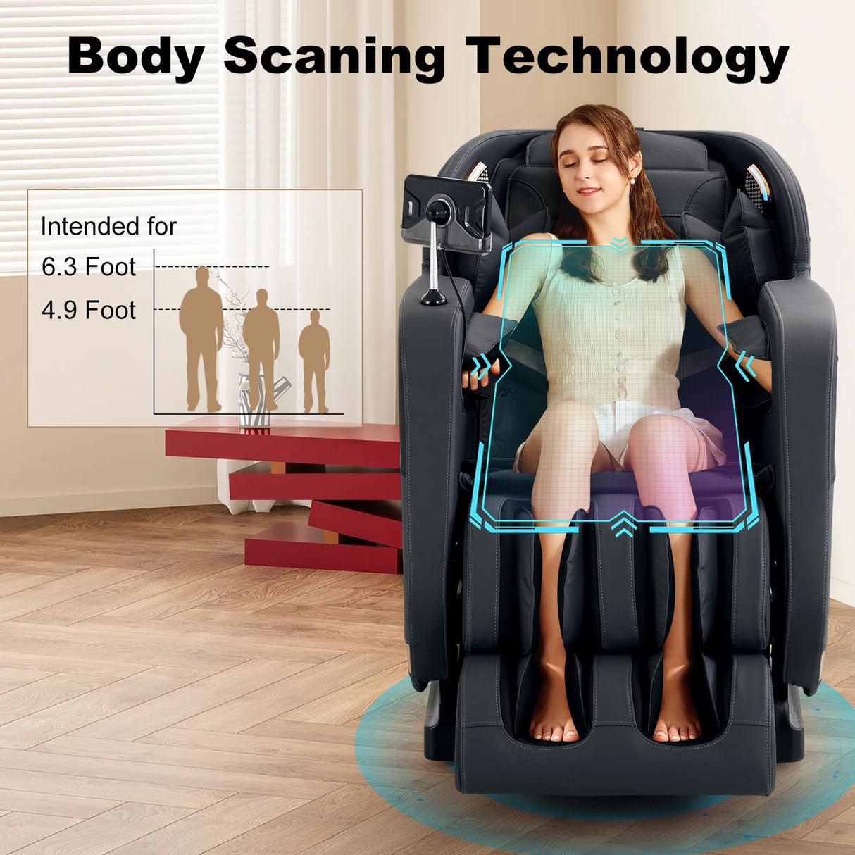 Advanabd 4D Massage Chair Full Body|Zero Gravity Shiatsu Massage Chairs Recliner with Heated SL Track Bluetooth Speaker Airbag Yoga Stretch, Foot Roller (Black) Advanabd