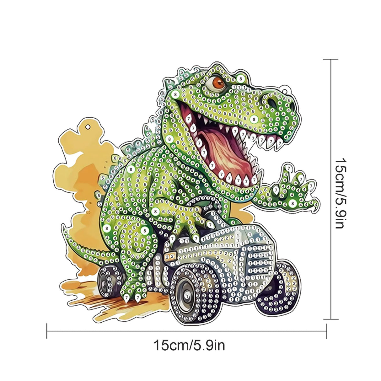 AiYuanzsh Diamond Painting Hanging Pendant Kit - Dinosaur Driving Car 5D Diamond Painting Kits for Adults - Crystal Rhinestones Diamond Art Pendant for Door Wall Window Home Xmas Halloween Decor AiYuanzsh