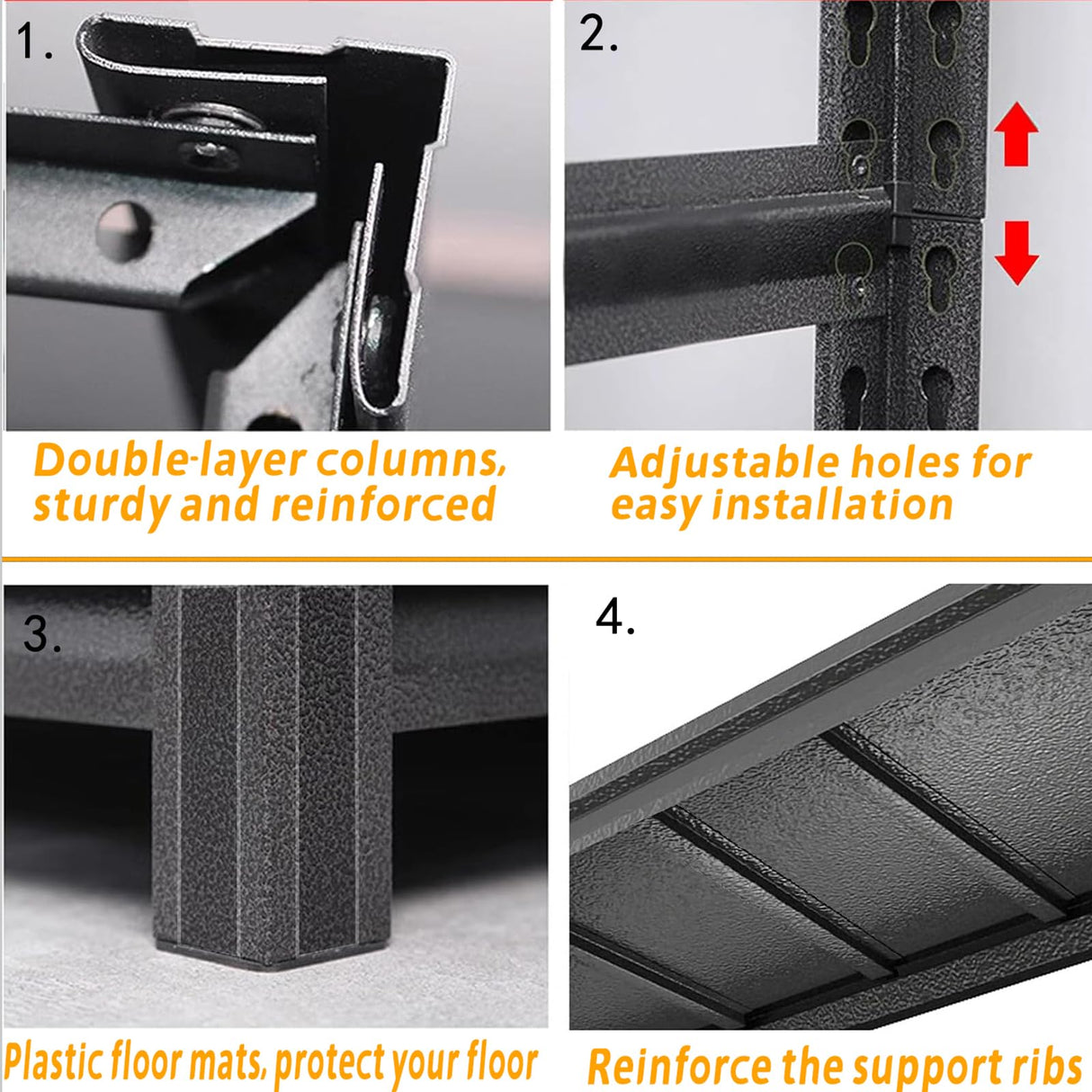 Heavy Duty 78" H Garage Shelving - 5 Tier Metal Shelves, 3000LBS Capacity, Adjustable, Industrial Storage Rack, Black, 48" W x 18" D x 78" H PRESTELION