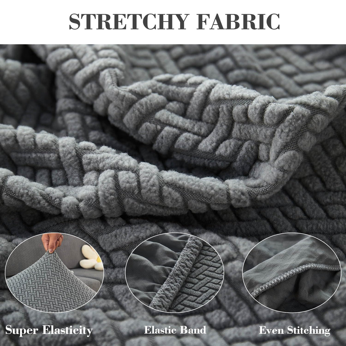 Disayu Magic Sofa Covers Couch Covers 2024 New Couch Cushion Covers Universal Sofa Covers Washable Stretch Slipcovers for Sectional Sofa (Texture Gray,Large Single Seat Cover) Disayu