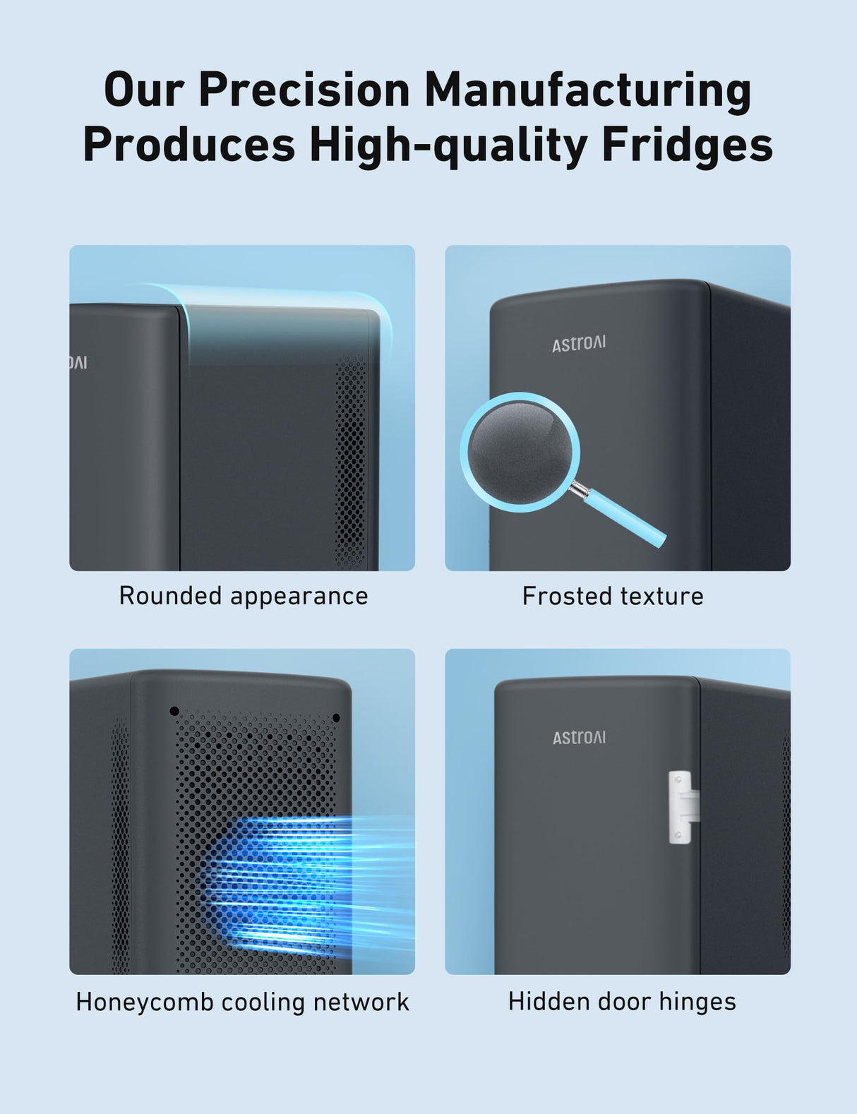 AstroAI Mini Fridge 2.0 Gen, 6 Liter/8 Cans Makeup Skincare Fridge 110V AC/ 12V DC Portable Thermoelectric Cooler and Warmer Little Tiny Fridge for Bedroom, Cosmetics (Dark Grey) AstroAI