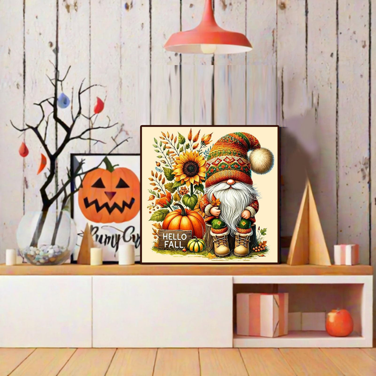 Gnome Diamond Art Kits for Adults-5D Diamond Painting Kits for Adults Beginners,Fall DIY Full Drill Diamond Painting Fall Gem Art for Gift and Home Decoration(14x14 inch) Arttoplus