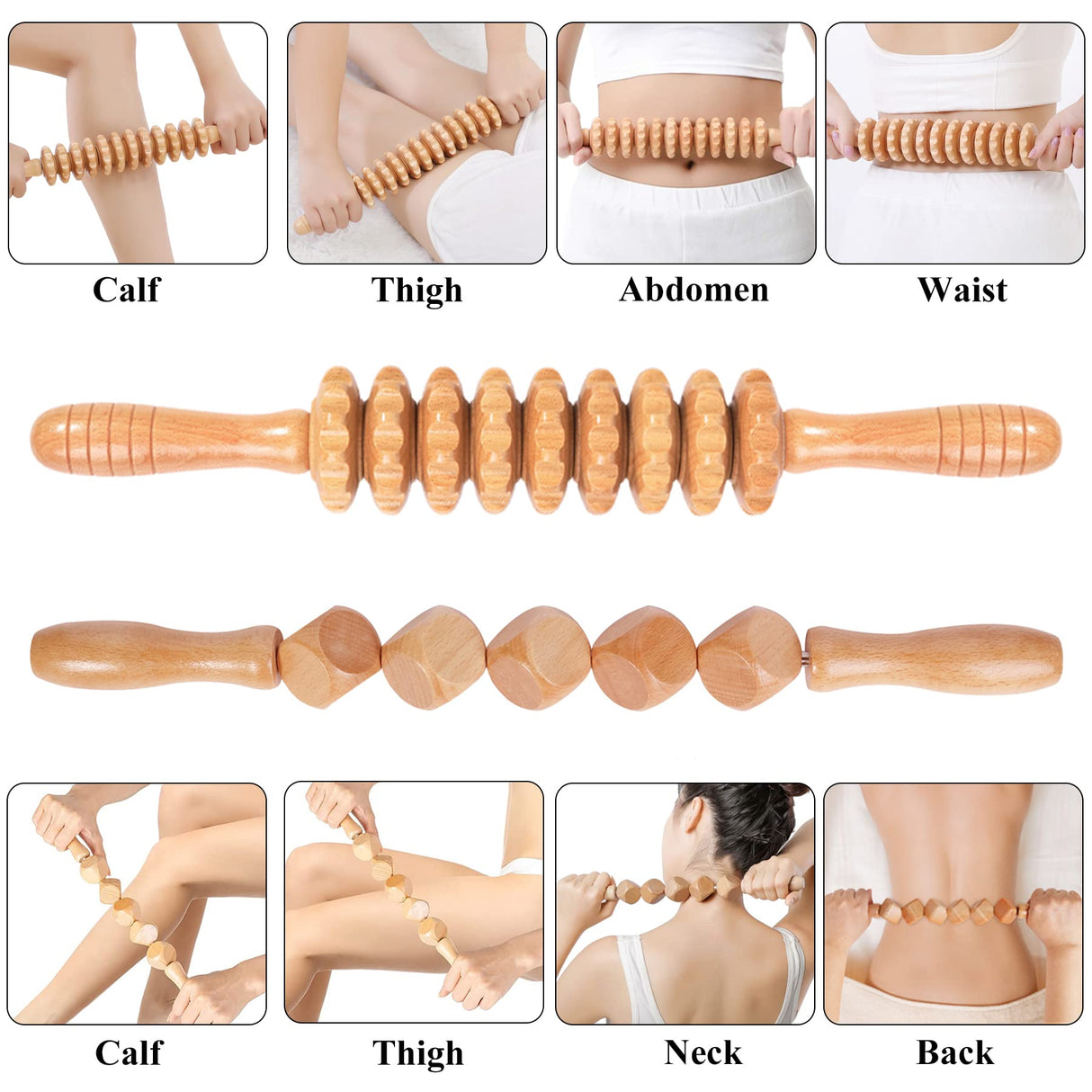 Komogir Wood Therapy Massage Tools 5-in-1 Lymphatic Drainage Massager Maderoterapia Kit Wooden Massager Body Sculpting Tools for Muscle Pain Relief, Anti-Cellulite, Body Contouring and Shaping Komogir