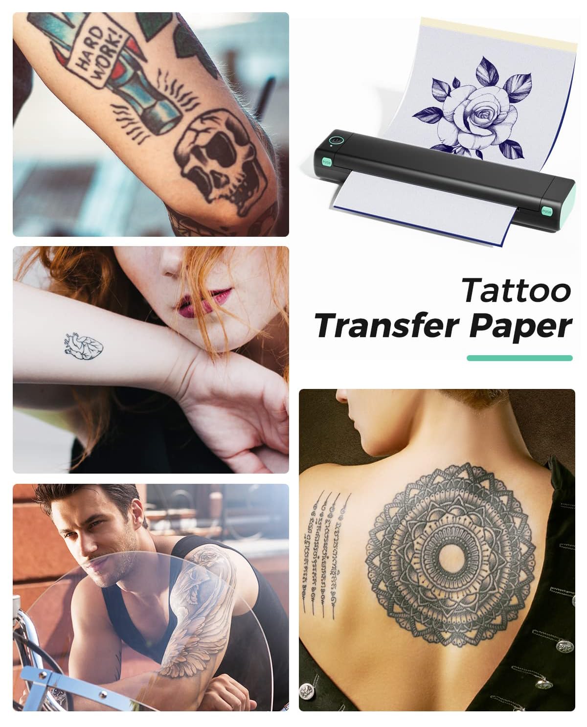 Phomemo M08F Wireless Tattoo Transfer Stencil Printer, Thermal Tattoo Machine with 10pcs Free Transfer Paper, Tattoo Printer Kit for Tattoo Artists & Beginners, Compatible with Smartphone & Pc Phomemo