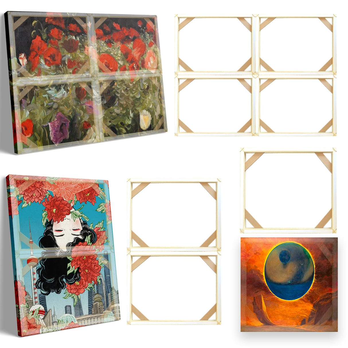 DIY Wood Canvas Frame Kit, Solid Wooden Stretcher Bars for Oil Paintings, Prints Canvas, Poster Frame for Stretching and Framing, Easy Assembly, Made in USA 12x16,1 Set WoodArtSupply