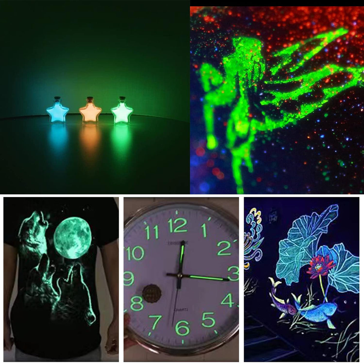 BAIYIYI Glow in The Dark Powder,Pack of 24 Luminous Pigment Powder Night Fluorescent UV Neon Color Changing Pigment Dust for DIY Nail Art Slime Resin Acrylic Paint Ink Non-Toxic BAIYIYI