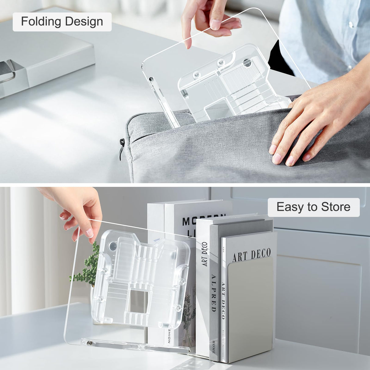 Acrylic Book Stand for Reading, Portable Book Holder for Desk, Angle Adjustable Textbook Stand for Document Recipe, Cookbook, Music Book UPERGO