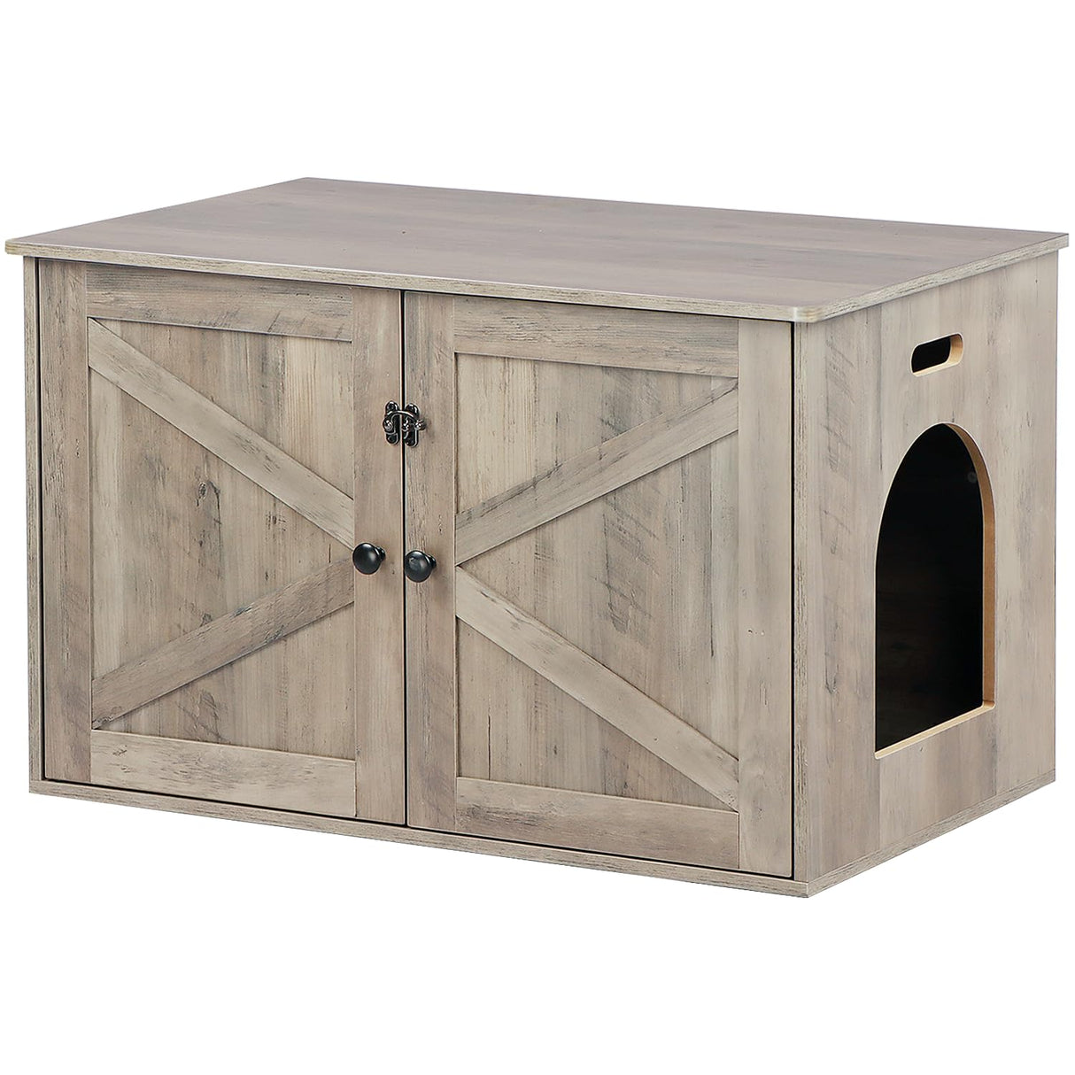 Timberer Cat Litter Box Enclosure, Litter Box Furniture Hidden with Removable Divider, Wooden Cat Washroom Furniture, Indoor Cat House, Greige Timberer