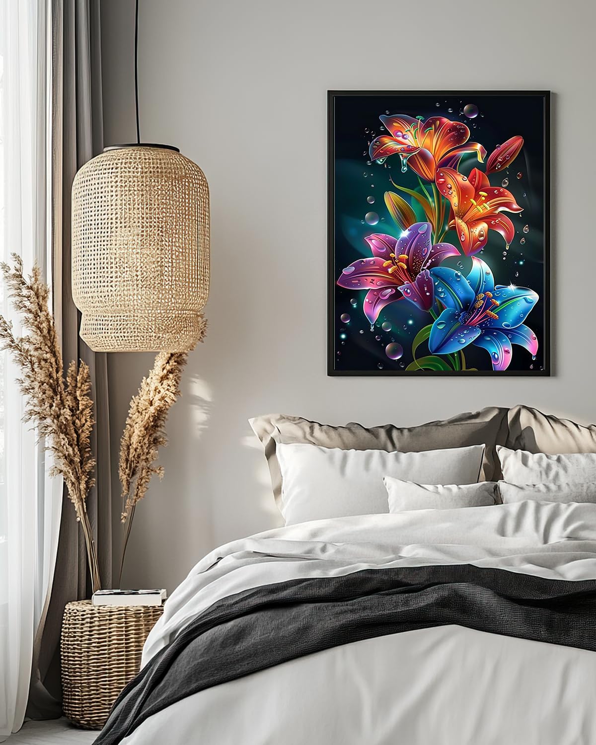 Lily Flowers Diamond Art Kits for Adults, Easy Crafts 5D Diamond Painting Dot Kit for Adult Beginners, Plant Flower DIY Round Dots Full Drill Diamonds Paintings Arts for Home Wall Decor Gifts 12X16 In Luckyrichrui