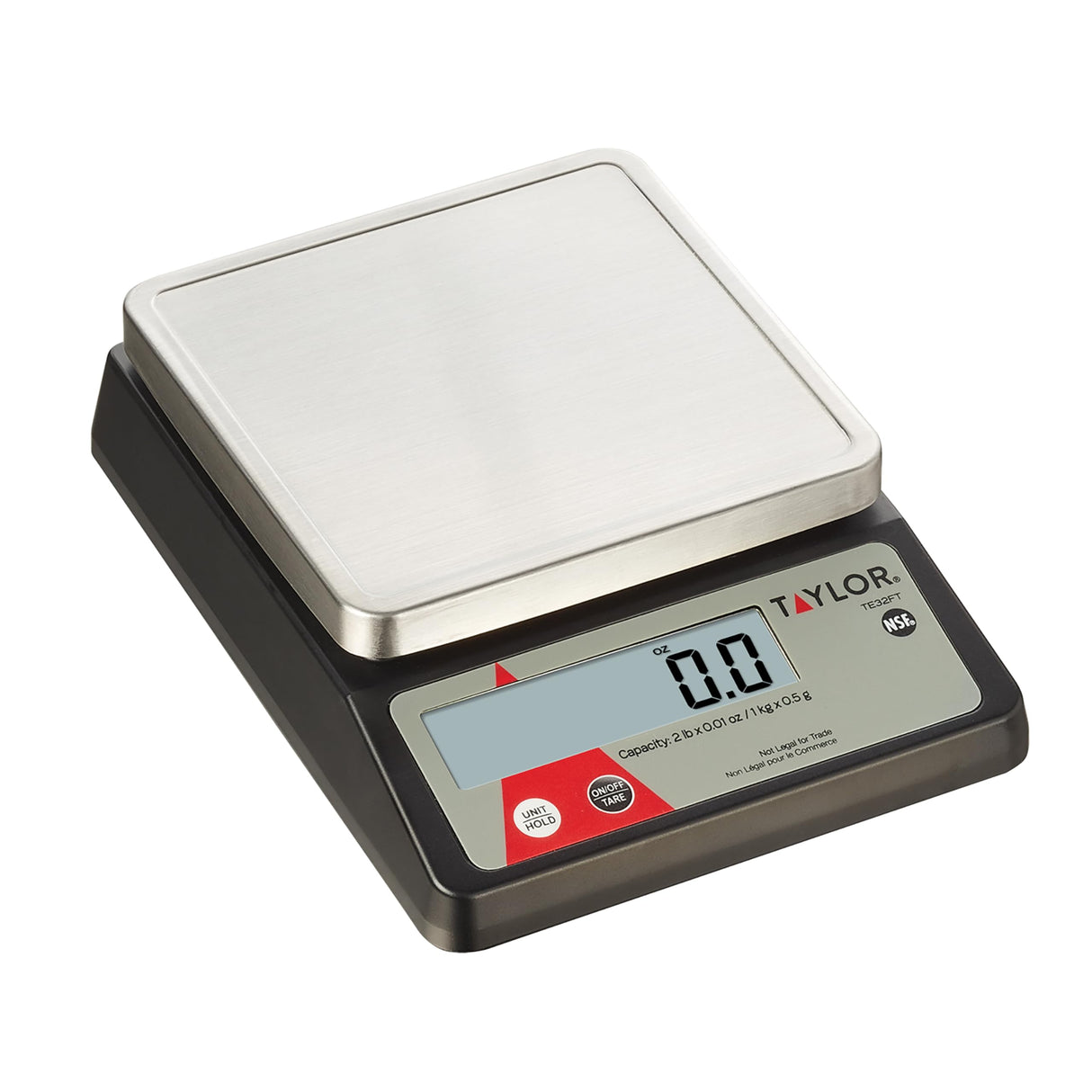 Taylor Compact Digital Portion Control Scale, Food Scale for Precise Weight Measuring and Portion Control, Tare and Hold Function, NSF, 32OZ, Stainless Steel Platform Taylor