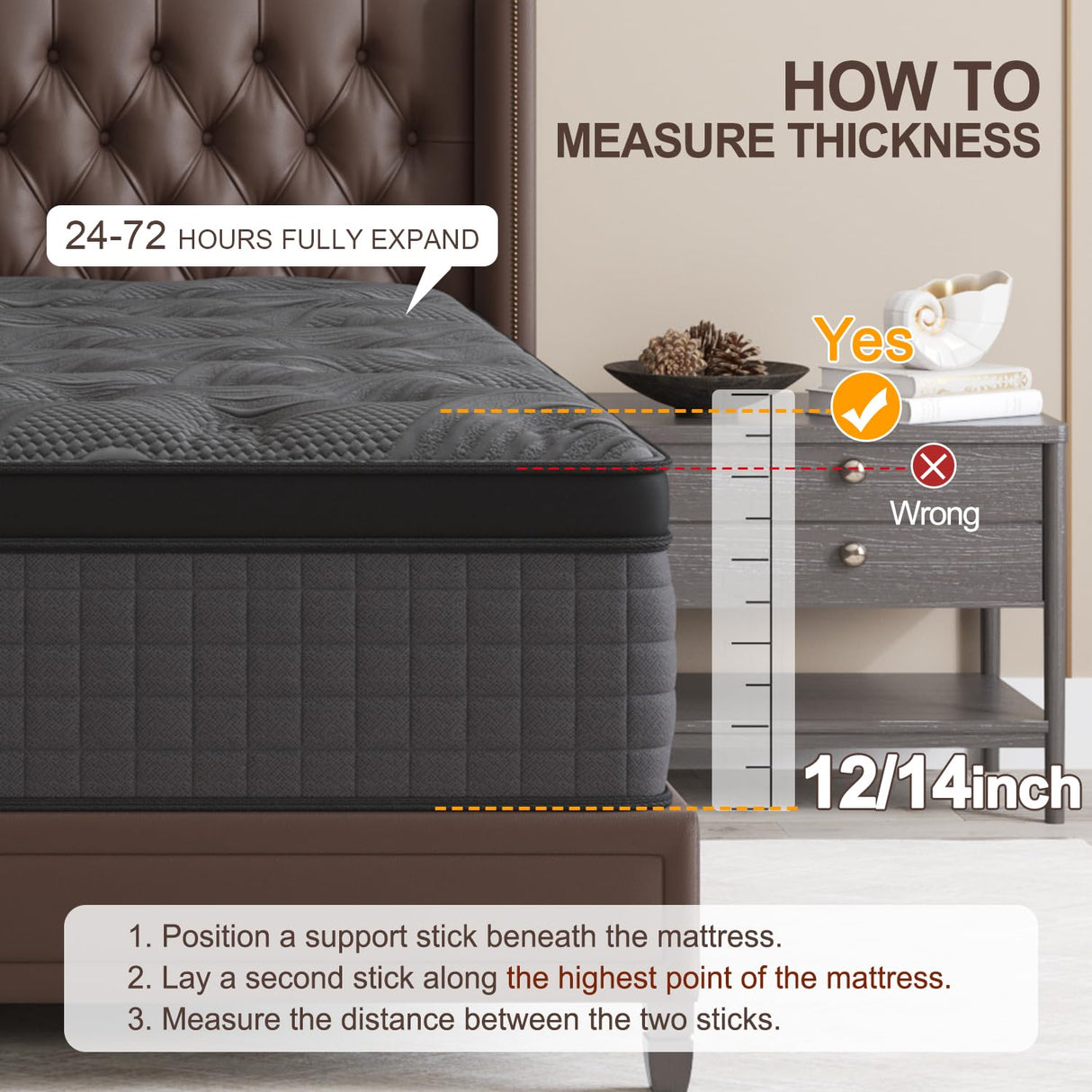 Duchessz King Mattress, 10 Inch Hybrid Mattresses Black with Gel Memory Foam and Individually Pocket Innerspring Euro Top Medium Firm for Motion Isolation, Edge Support, 100 Night Trial Duchessz