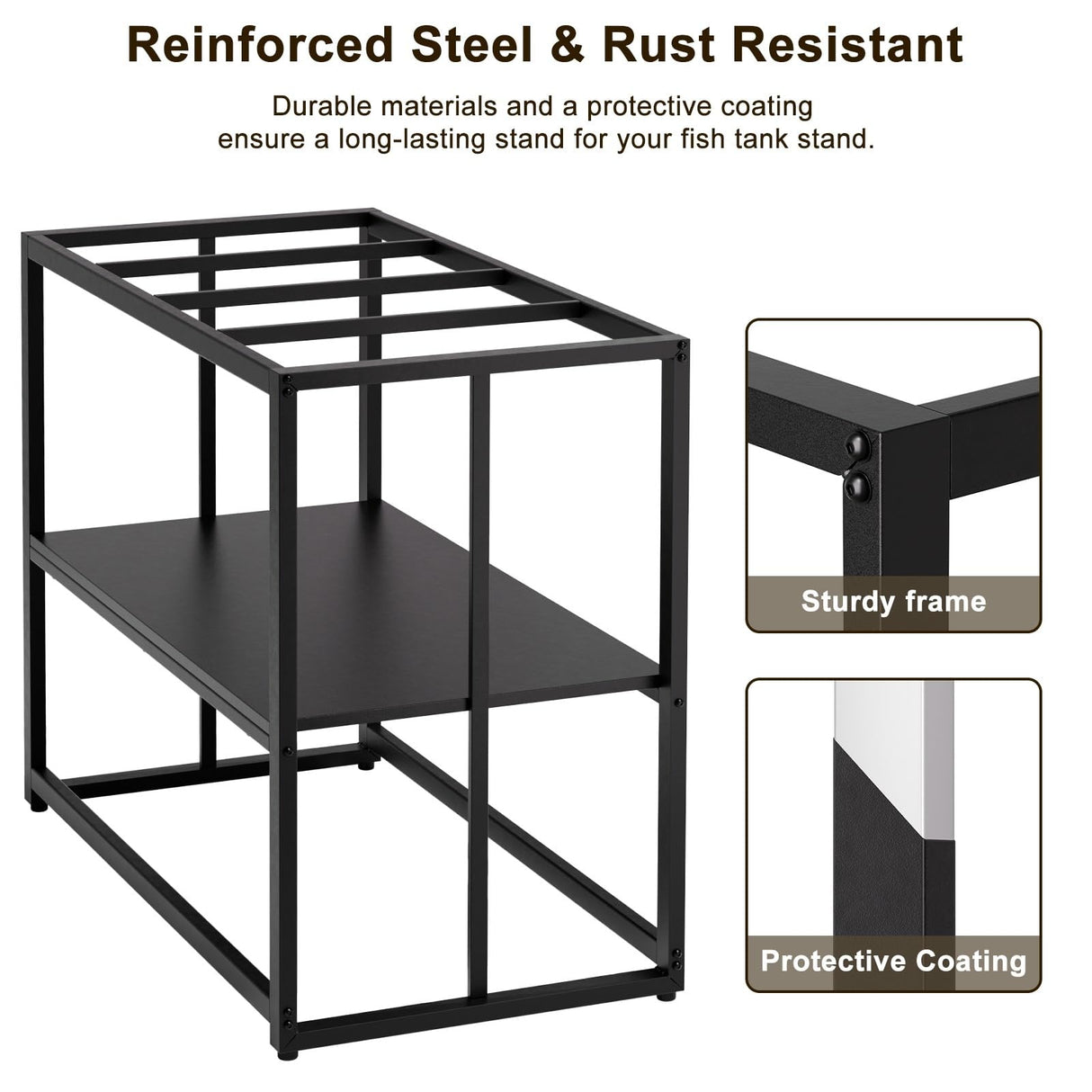 Urban Deco 40 Gallon Fish Tank Stand 660LBS Capacity For Aquarium Stand Metal Fish Tank Stand 38.2"x18.5"x29.5" Dual-Layer Design Terrarium Stand Ideal for Home and Office Urban Deco