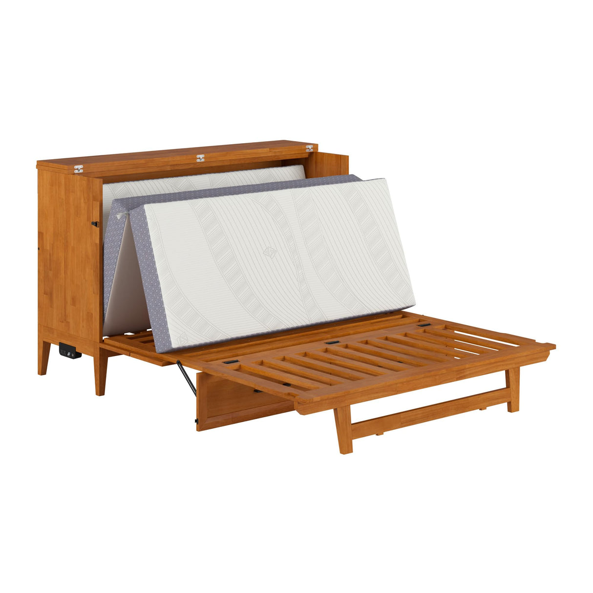 AFI, Santa Fe Queen Murphy Bed Chest with 6" Mattress & Built-in USB Charger, Light Toffee AFI