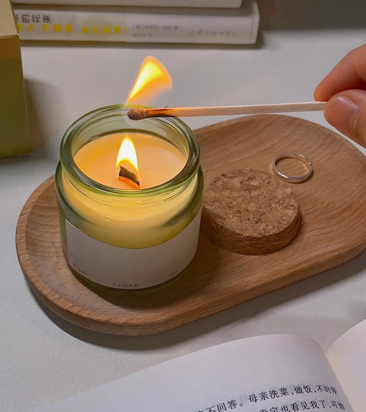 50pcs Wooden Candle Wicks 5.1 X 0.5 Inch Natural Candle Wood Wicks, Smokeless Wood Wicks for Candle Making(Wick Clip not Included) Phinicco