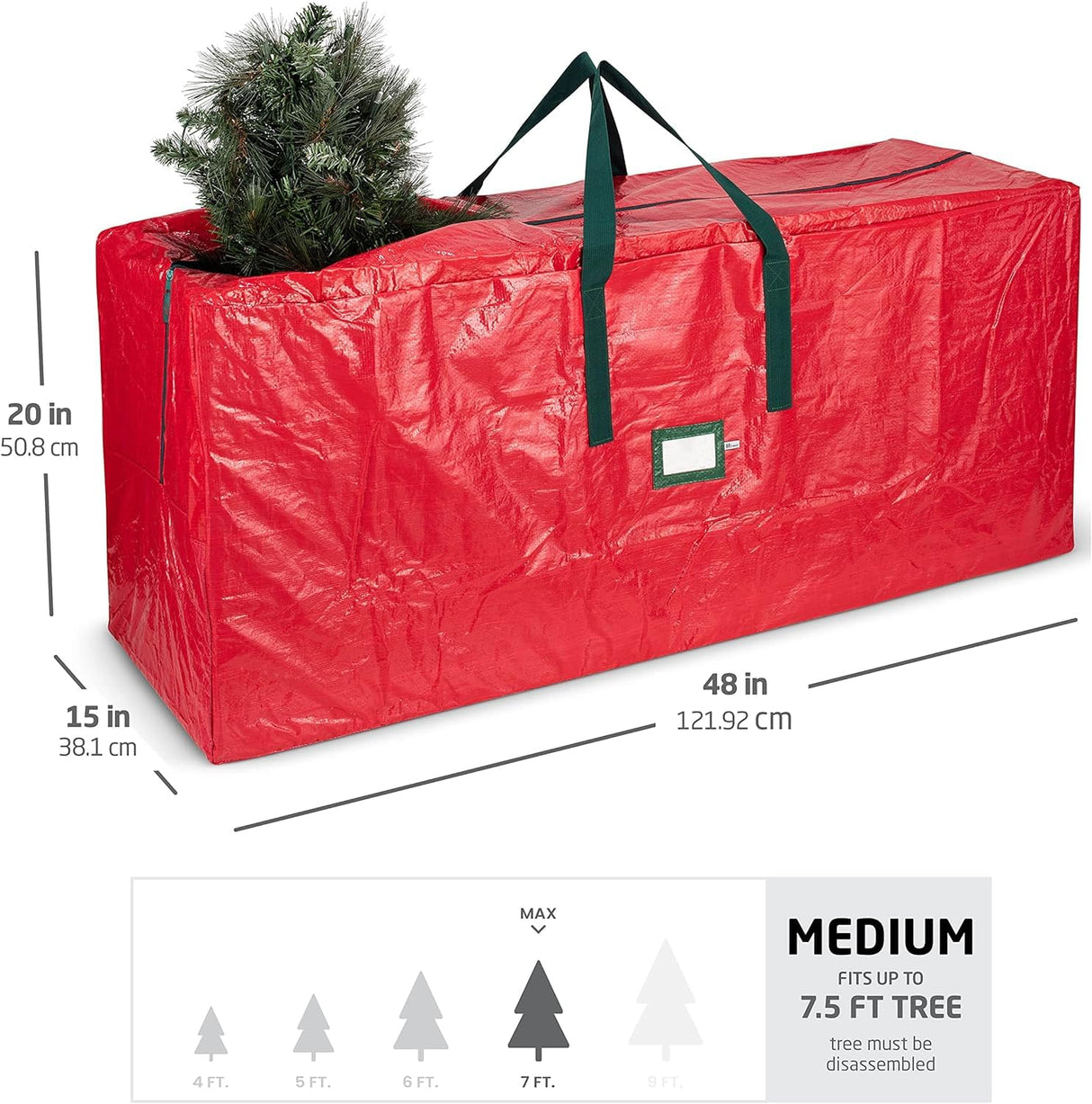 Extra Large 9ft Christmas Tree Storage Bag - Polyethylene with Reinforced Triple Handles & Dual Zipper, Built-in Card Slot - Perfect for Holiday Christmas Tree Bag Red Verahaus