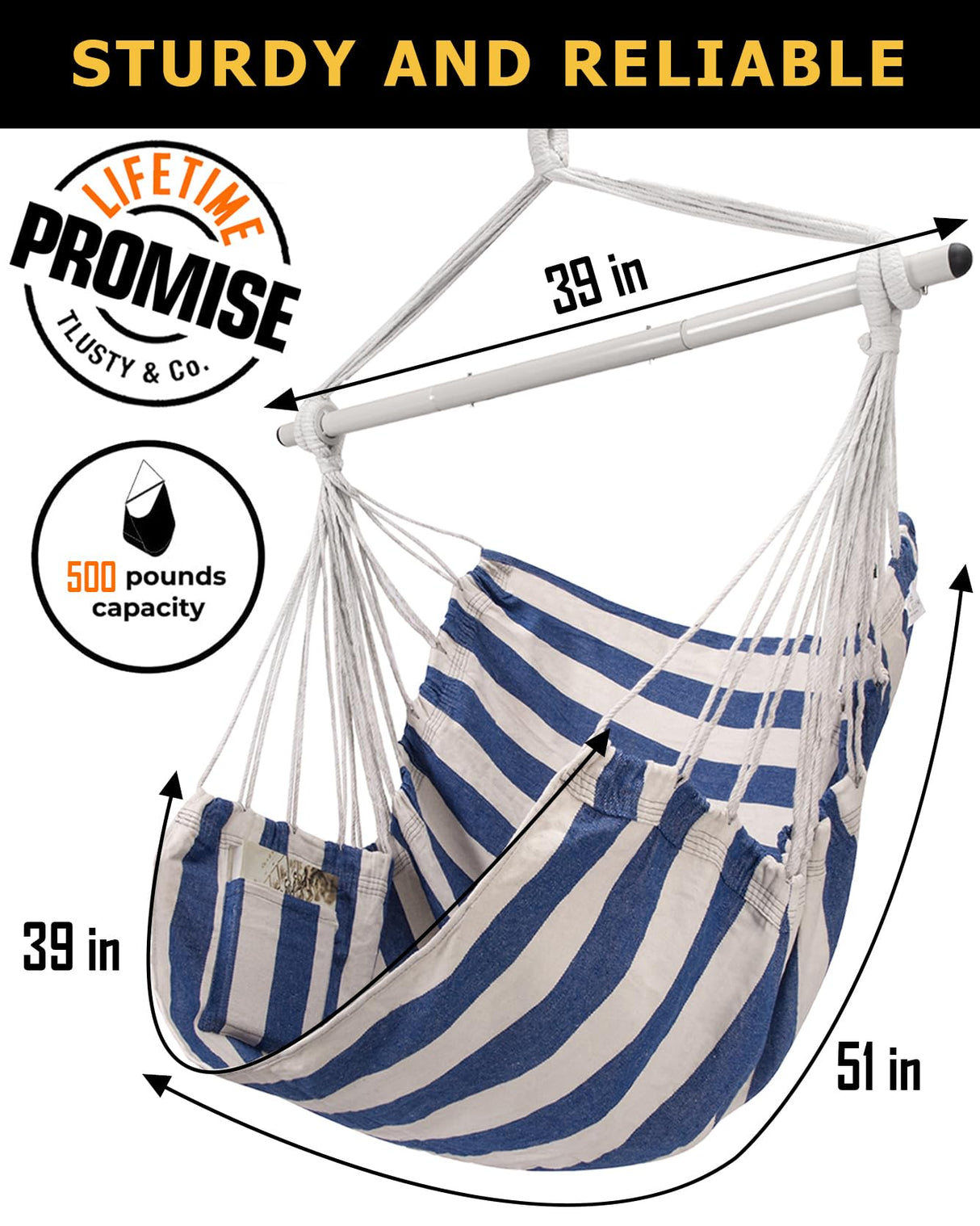 ADVOKAIR Hammock Chair Swing (500 lbs Max) - Hanging Hammock Chair Rope Swing Indoor for Bedroom, Outdoor, Patio, Bedroom, Porch, Deck - Sturdy Steel Bar with Anti-Slip Safety Rings ADVOKAIR