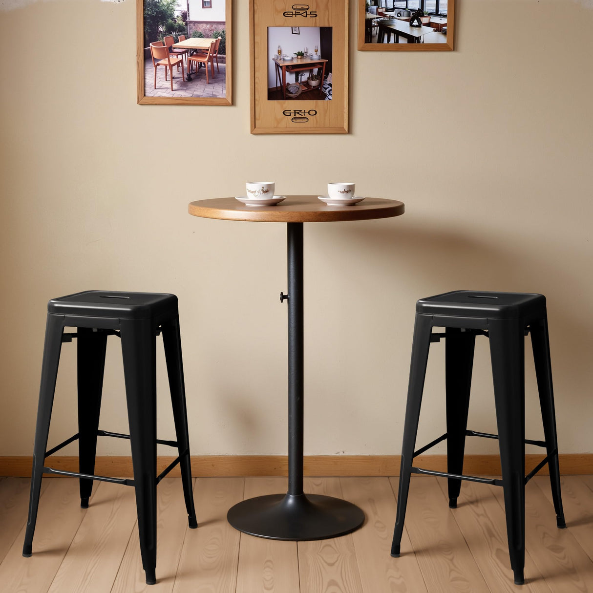 Furmax 30 Inches Metal Bar Stools Bar Height High Backless Stools Indoor Outdoor Stackable Kitchen Stools Set of 4 (Dark Black) Furmax