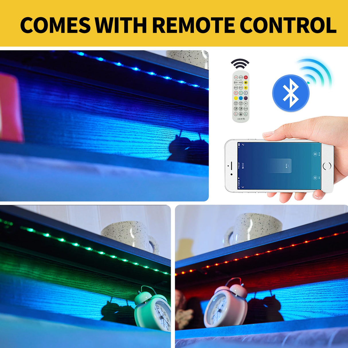 Natekelly Black Queen Bed Frame with Headboard Charging Station, LED Lights & Storage Drawers Natekelly