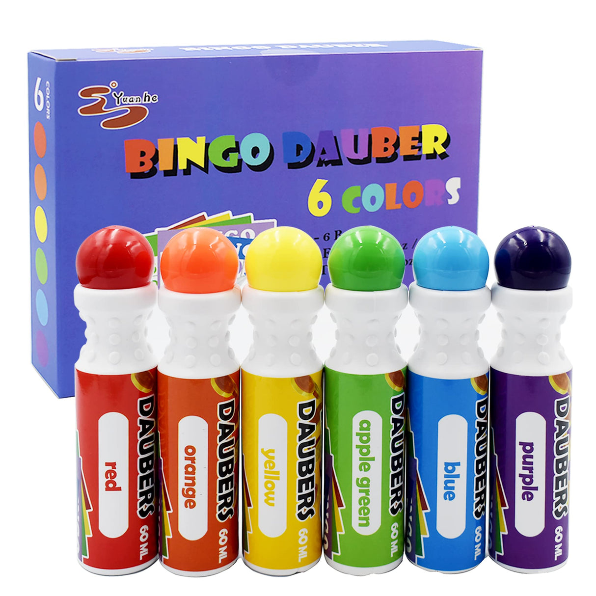 Yuanhe Bingo Daubers Dot Markers - Mixed Colors Set of 6 Pack Yuanhe