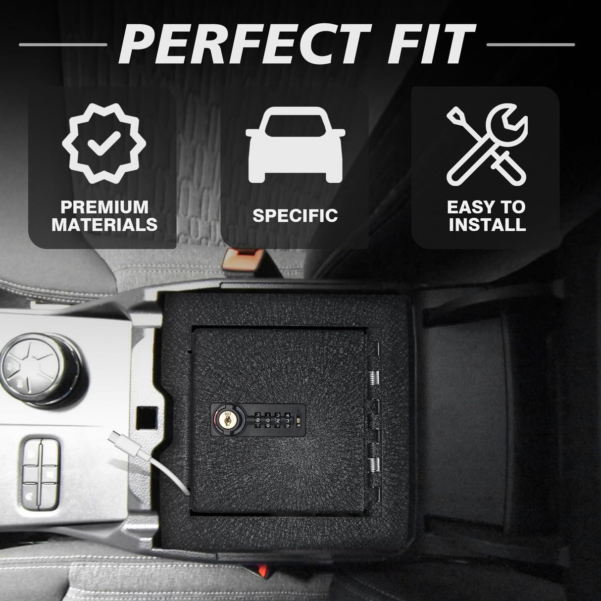 Muslogy Center Console Safe Lockbox Vault Compatible with Ford Ranger 2024 2025 Accessories Console Vault Box Gun Safe Armrest Extra Storage Safety High Security 4 Digit Combination Lock with Key Muslogy