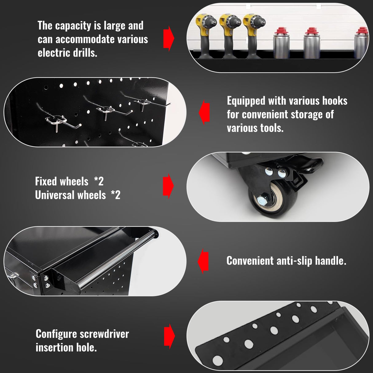 BHB 3 Tier Rolling Tool Cart Box On Wheels with Lockable Drawer, Heavy Duty Capability Tool Cart for Mechanics, Large Storage Organizer Utility Cart, for Garage Warehouse Repair Shop, 350 Lbs Load BHB