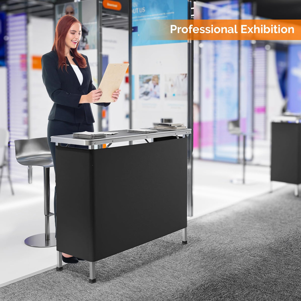 VINGLI 43" Foldable Portable Bar Table with 3-Tier Shelves for Events and Outdoor Use VINGLI