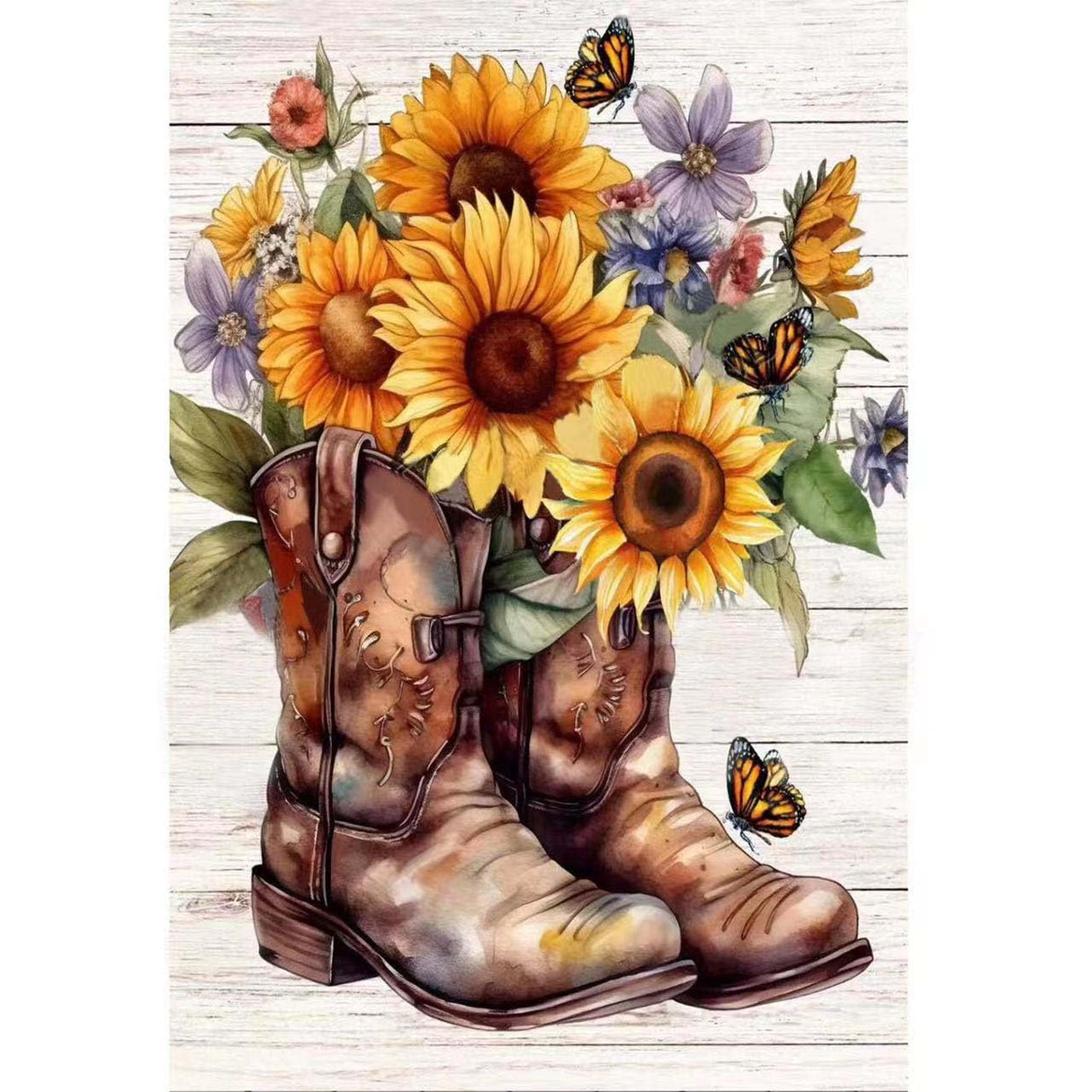 ZQEATRY Boot Diamond Painting Kits for Adults,5D Butterfly Sunflower Flowers Diamond Art Kits for Beginners,DIY Full Drill Diamond Gem Art with Painting Kits for Home Wall Decor 12 x 16 Inch ZQEATRY