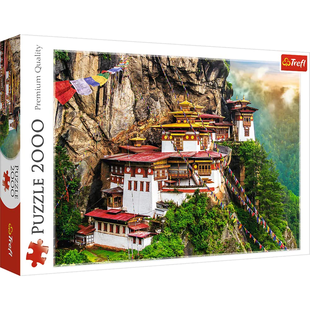 Trefl Tiger's Nest, Bhutan 2000 Piece Jigsaw Puzzle Red 38"x27" Print, DIY Puzzle, Creative Fun, Classic Puzzle for Adults and Children from 15 Years Old Trefl
