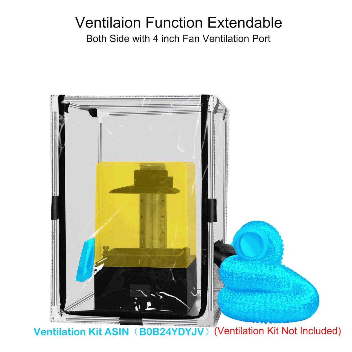 FUNGDO Transparent 3D Printer Enclosure Resin Printer Enclosure Clear TPU Protective Cover Dustproof Tent with Ventilation Fixing Port for FDM/LCD/DLP/SLA 3D Printer (T-Middle) FUNGDO