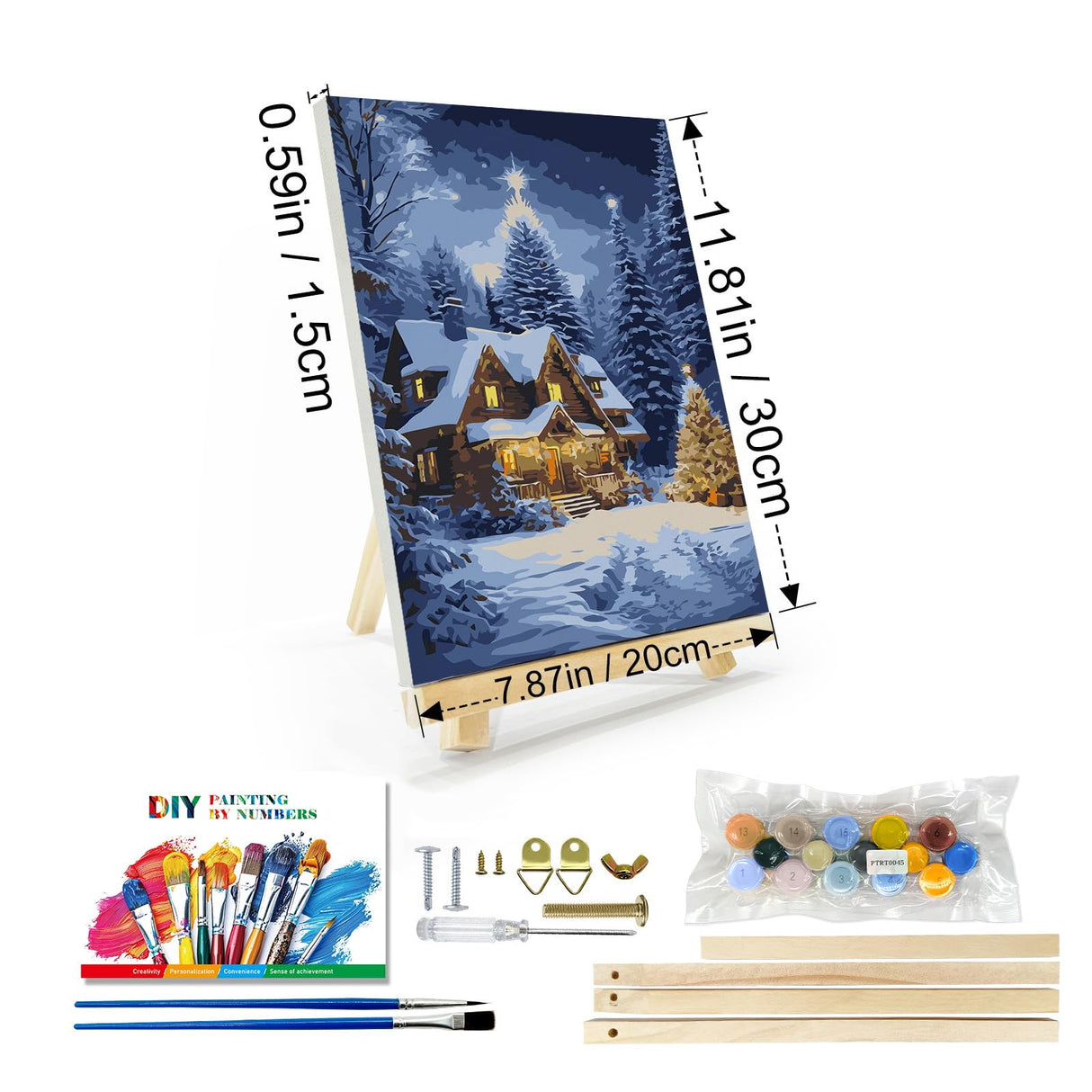 JOOZ Christmas Paint by Numbers Kit for Adults with Frame, Winter House Paint by Number with Easel, DIY Christmas Framed Paint by Number Kits for Gift Home Wall Decor 8x12 Inch JOOZ