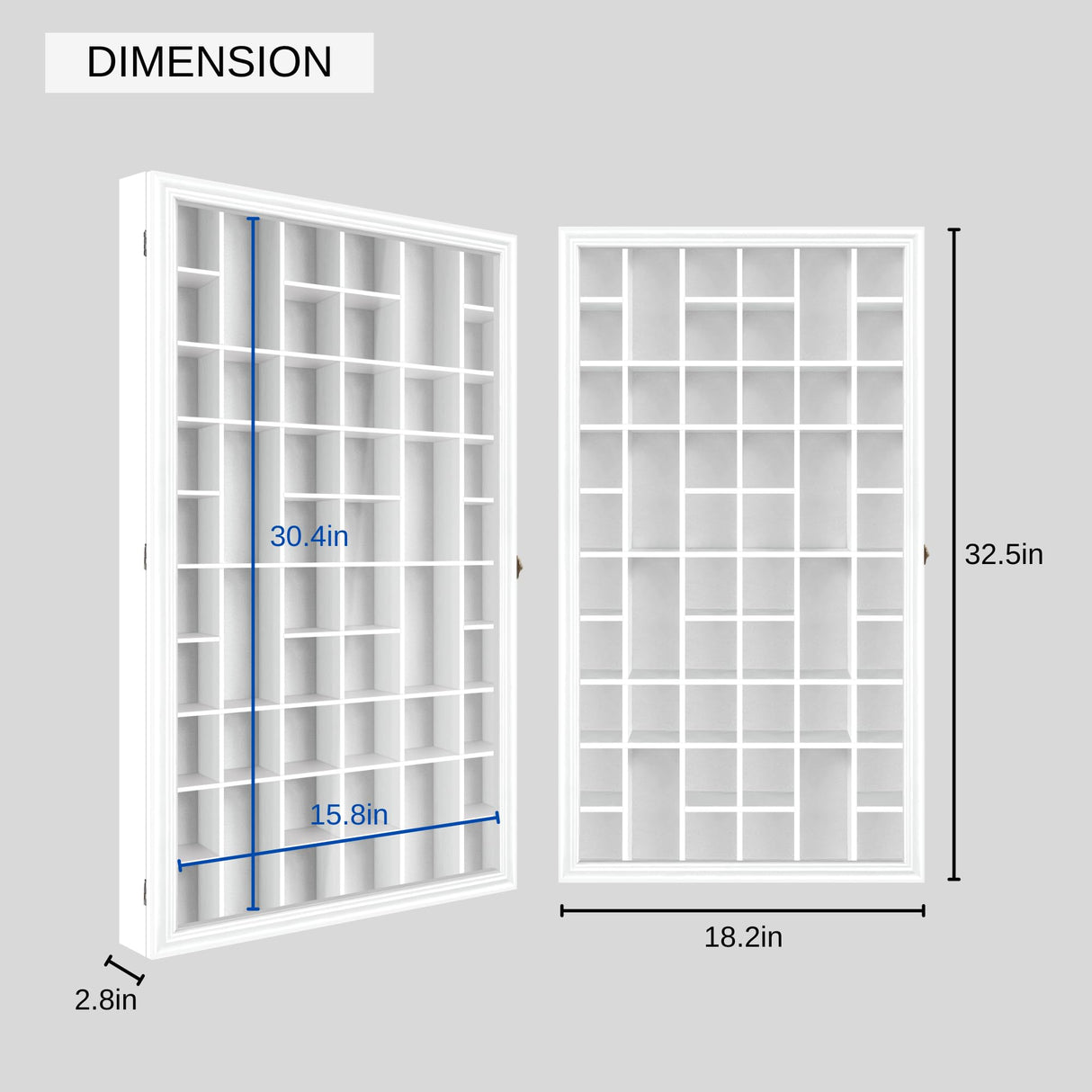 ILOT Shot Glass Display Cabinet Solid Wood - Large Display Case for Collectibles | Man Cave Accessories | UV Protection Acrylic Door | Wall Mounted ILOT
