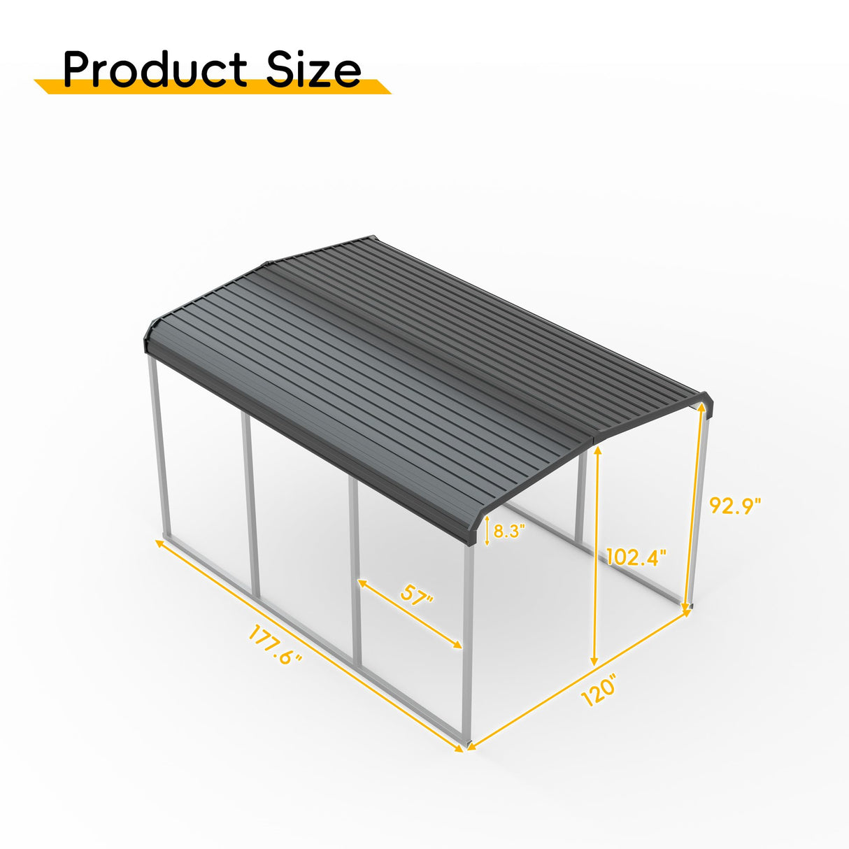 Betterhood 10x15 FT Heavy Duty Metal Carport with Galvanized Steel Roof and Metal Carport Kits, Outdoor Carport Canopy Enhanced Base, Multi-Purpose Extra Large Car Shelter for Car, SUV, Truck and Boat Betterhood