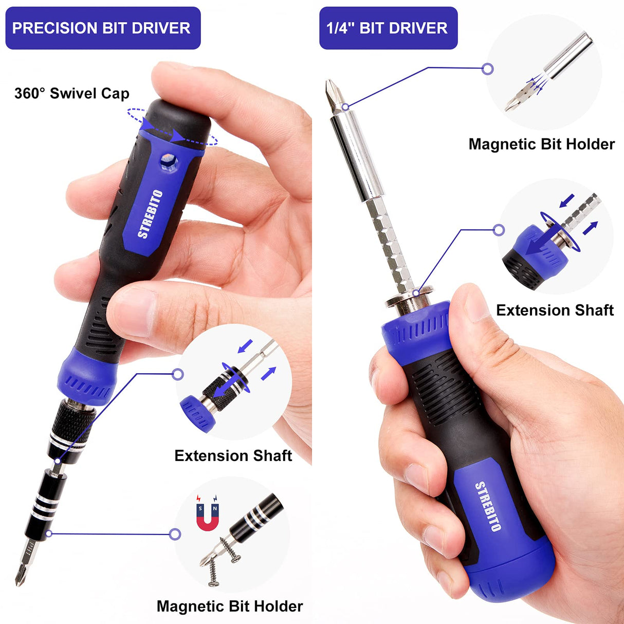 STREBITO Precision Screwdriver Set 191-Piece Multi-Bit Screwdriver 1/4 Inch Nut Driver Home Improvement Tool Electronic Repair Kit for Computer, iPhone, Laptop, PC, Cell Phone, PS4, Xbox, Nintendo STREBITO