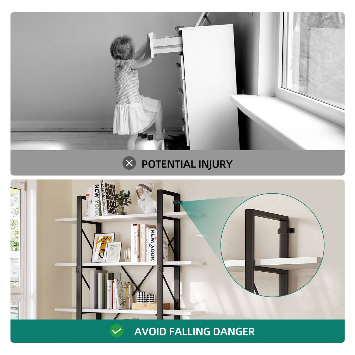 YITAHOME 5 Tier Bookshelf, Freestanding 5 Shelf Bookcases and Bookshelves, Modern Minimalist Furniture Open Display Storage Shelves Books Organizer for Living Room Bedroom Home Office, White YITAHOME