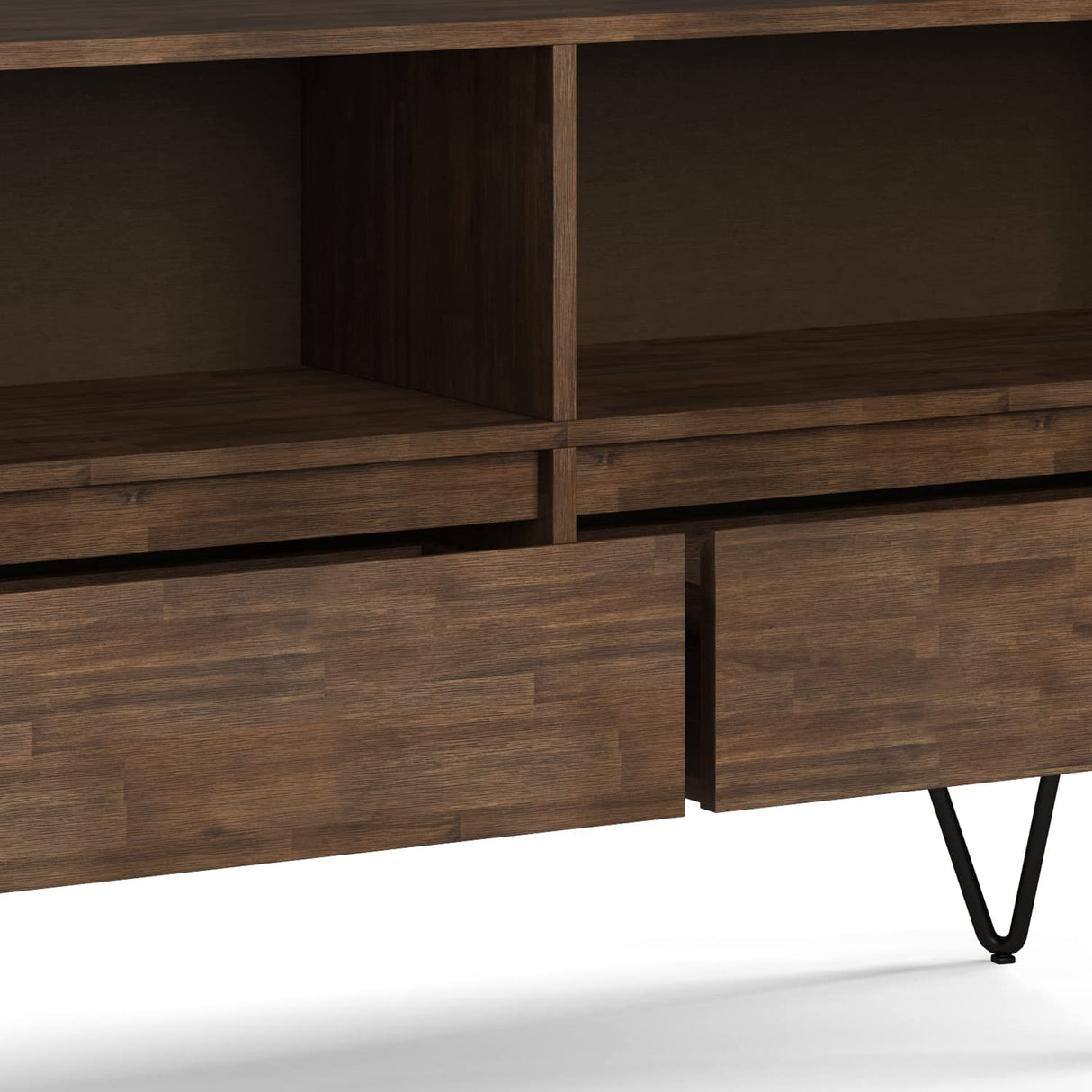 SIMPLIHOME Chase SOLID ACACIA WOOD and Metal 54 inch Wide Modern Industrial Low Bookcase in Rustic Natural Aged Brown SIMPLIHOME