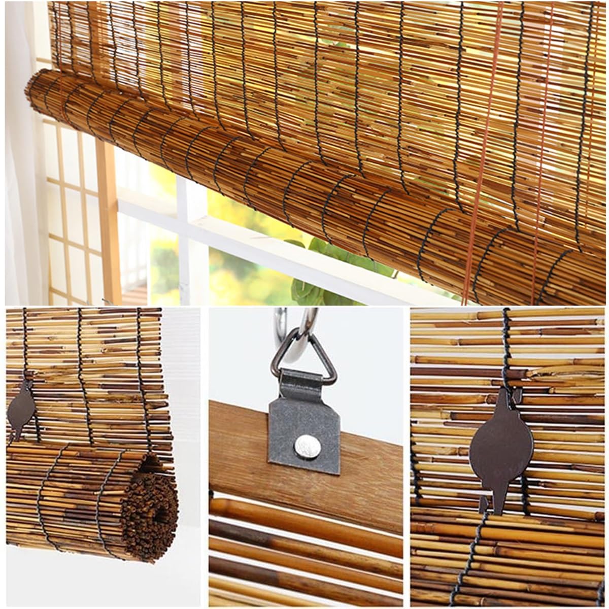 Bamboo Window Blinds 25" 26" 27" 28" 31" 32" 33" 34" 35" 36" 40" 41" 42" 43" 44" 45" 46" 47" 49" 50" 56" 57" 72" Wide, Natural Bamboo Roll Up Curtain Woven Custom Shades Cordless (Size : 25" W x 72" WoodArtSupply