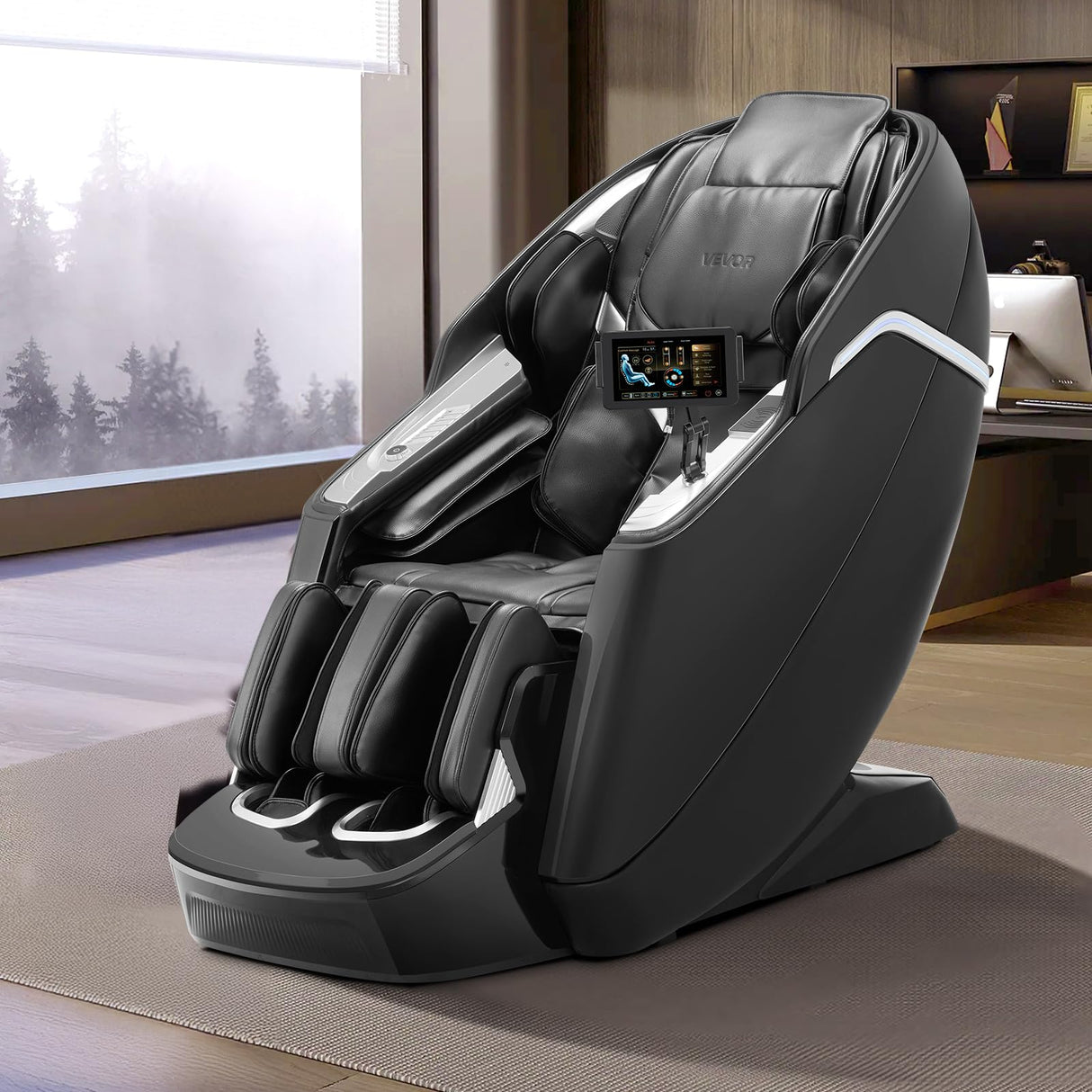 VEVOR 4D+3D Full Body Massage Chair - SL Track, AI Voice Control, Electric Extendable Footrest, Yoga Stretch, TFT Touchscreen, Home Relaxation VEVOR