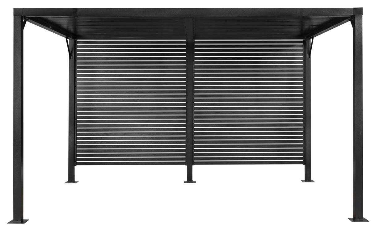 Sojag Meeru 9 ft. x 12 ft. Outdoor Aluminum Pergola with Rustproof Powder-Coated Frame, Welded Anchoring Plates, and Louvered Wall Design for Stylish Backyard Shade and Shelter Sojag