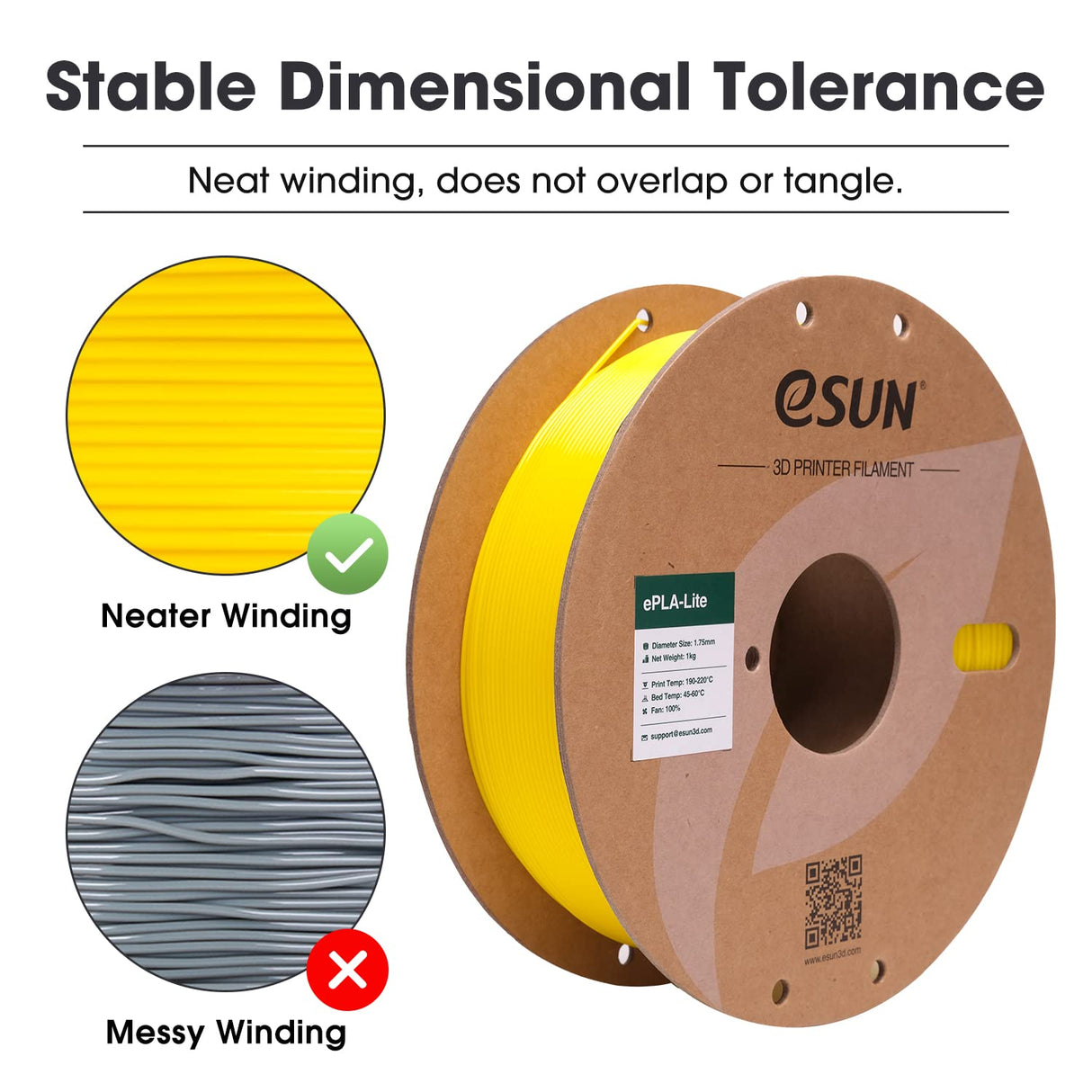eSUN PLA Filament 1.75mm, High Toughness 3D Printer Filament Upgraded PLA Filament, Dimensional Accuracy +/- 0.03mm, 1KG Cardboard Spool (2.2 LBS) 3D Printing Filament for 3D Printers, Yellow eSUN
