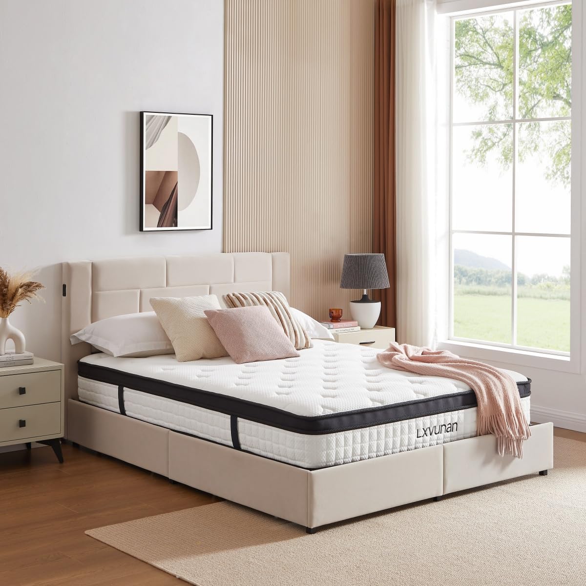 Lxvunan Twin Mattress, 10 Inch Mixed Mattress, Individually Packaged Bag Spring Mattress, Breathable and Comfortable, Pressure Relief, Containing Gel Memory Foam, Suitable for Various Bedsteads Lxvunan