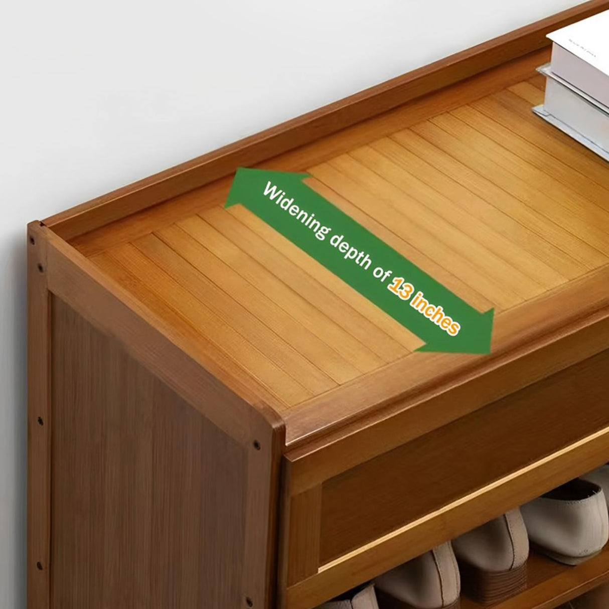 ADOREMHY Bamboo Shoe Storage Cabinet with Flip Door, 7 Tier Freestanding Shoes Heels Sneakers Shoe Rack Shelf for 36-40 Pairs, Entryway Shoe Cabinet with 2 Folding Doors for Hallway Living Room ADOREMHY