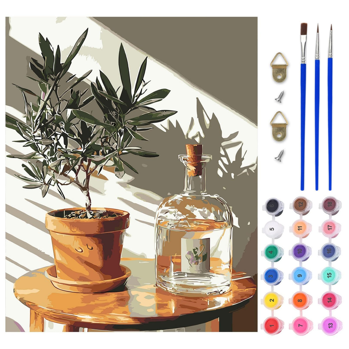 Lxmsja Plant Pot Paint by Numbers Kit for Adults, Sunlight Acrylic Paint by Numbers for Adults Beginner, DIY Craft Supplies Oil Painting Kits for Home Wall Decor 16x20 inch (No Frame) Lxmsja