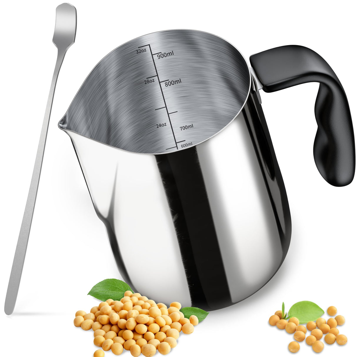 CasaCulina Candle Making Pouring Pot with Stirring Spoon, 32oz Stainless Steel Wax Melting Pot with Heat-Resistant Handle, Double Boiler Candle Making Pitcher with Dripless Pouring Spout Design CasaCulina