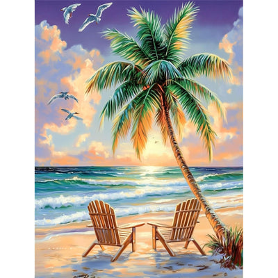 Beach Diamond Painting Kits for Adults- Beach Diamond Art Kits for Adults, Landscape Gem Painting Kit for Adult for Gift Home Wall Decor 12x16 Inch