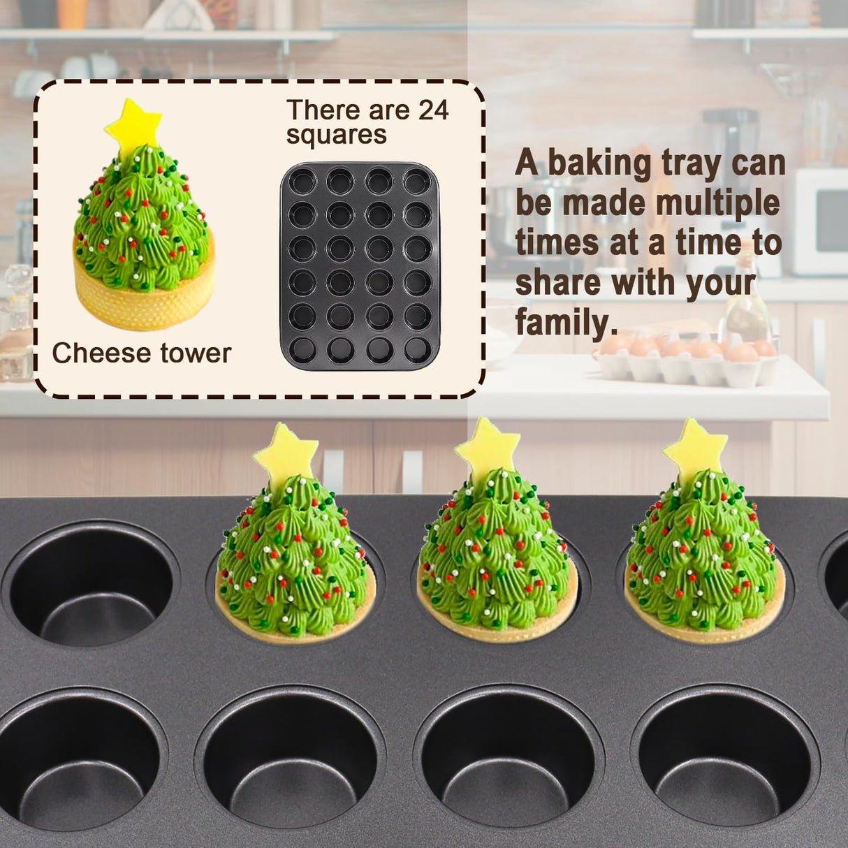 MARIWEI 2 Pack Premium Bakeware 24-Cup, Mini Muffin Pan, Dishwasher Oven Safe (Black, Steel) MARIWEI