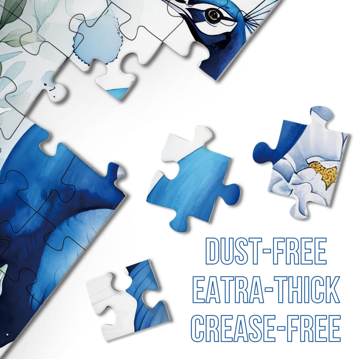 Blue Peacock Puzzles Flower Puzzle for Adults 1000 Pieces, Beautiful Bird Art Jigsaw Puzzles 1000 Pieces Nature Puzzle, Fantasy Green Peacock Painting Puzzle BBOLDIN