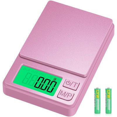 Diyife 1000g Digital Pocket Gram Scale 0.01g Accuracy, Mini Jewelry Scale with Protective Cover, 7 Units, Tare Function, LCD Display, Suit for Jewelry, Powder, Pink
