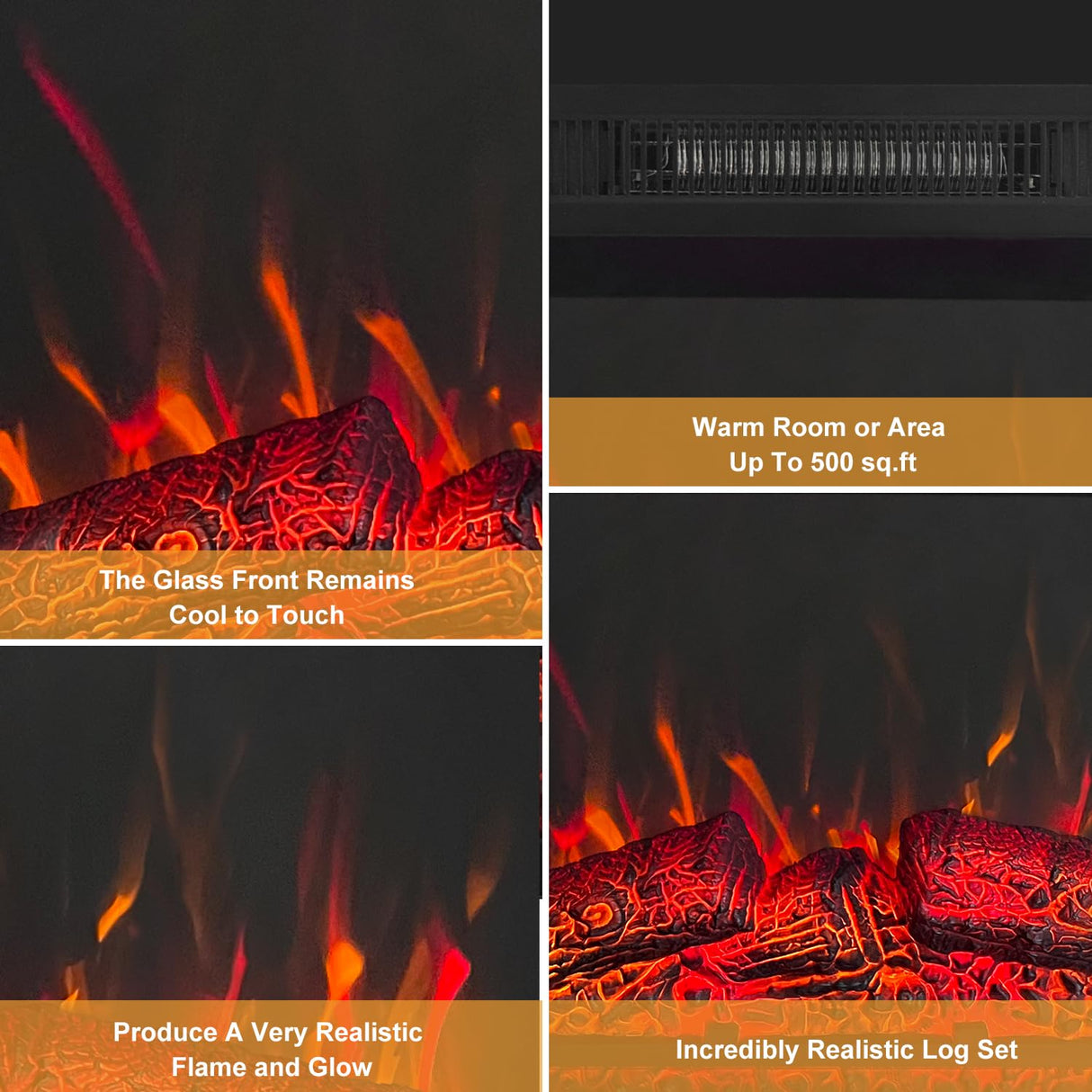 55" White Electric Fireplace with Mantel, Elegant Heater for Living Room or Bedroom, Complete with Remote Control and LED Flame Effects Cloud Mountain