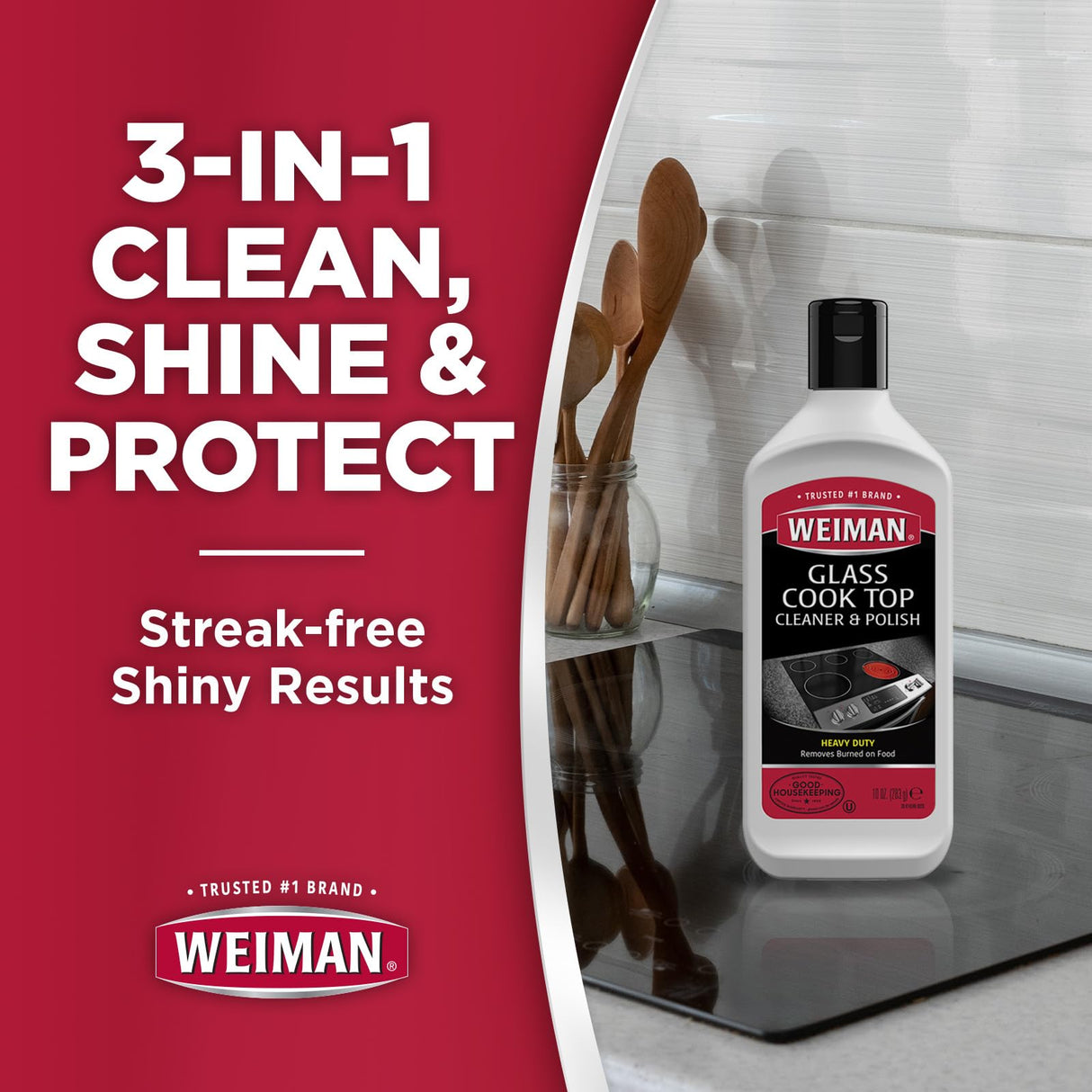 Weiman Cooktop and Stove Top Cleaner Kit - Glass Cook Top Cleaner and Polish 10 oz. Scrubbing Pad, Cleaning Tool, Razor, Scraper Weiman